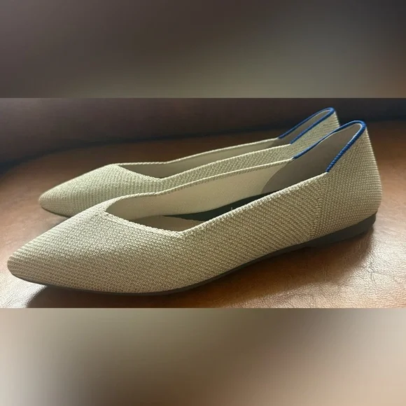 Rothy’s The Point II Diamond Twill Flats Size 8.5 Platinum Pointed Toe NWOB - Picture 9 of 11
